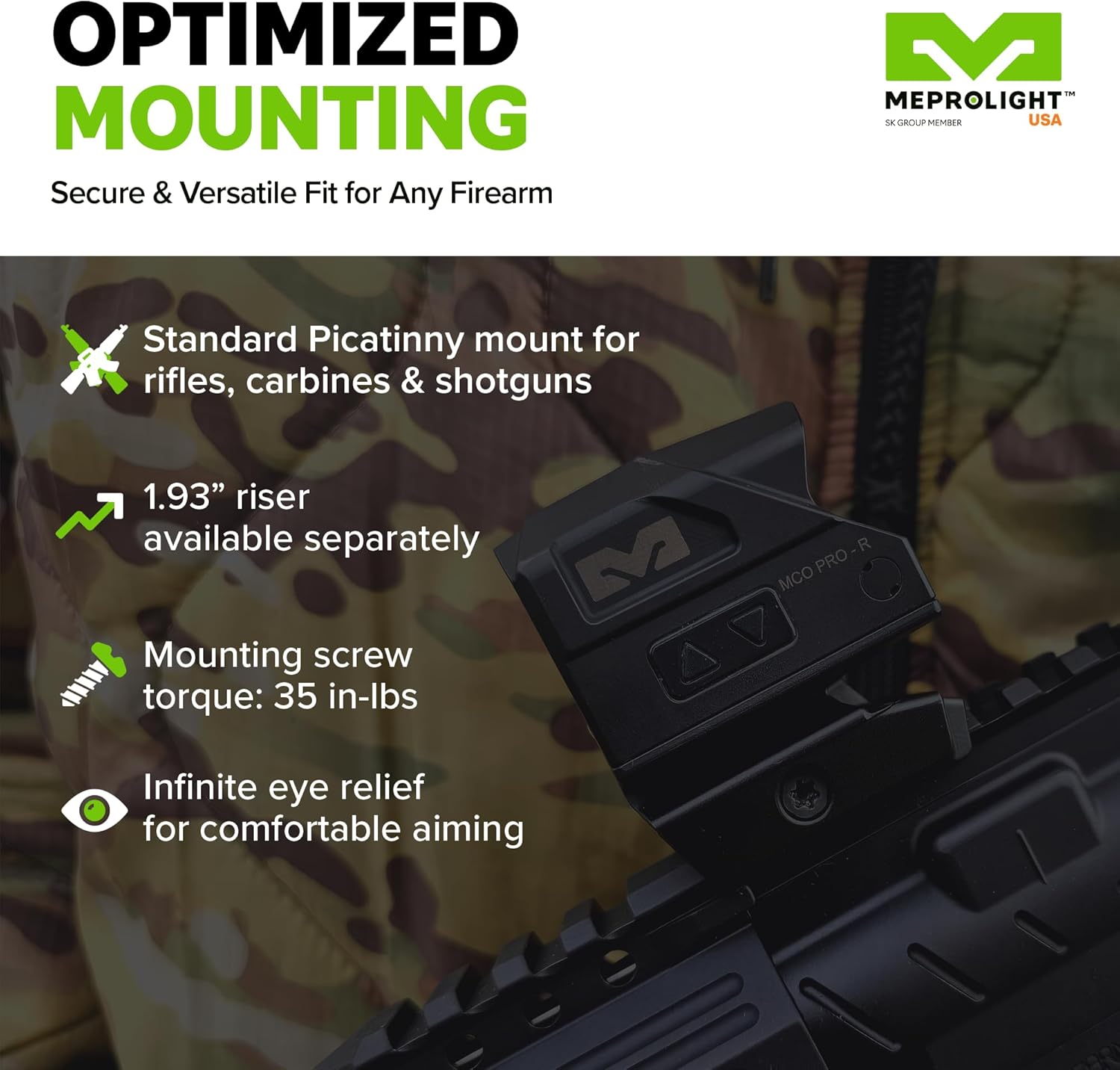 Meprolight MCO PRO 2/68 MOA Reflex Sight, 10 Day/2 NV Brightness, Shake Awake, IP67 Waterproof, 25,000+ Hour Battery