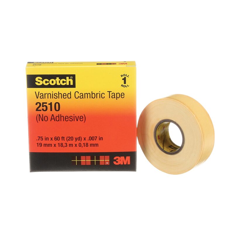 3M Scotch Varnished Cambric Tape 2510, 3/4 in x 60 ft, 1 roll/carton, Yellow 3/4" Width, 60 Foot Length
