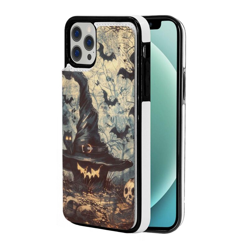 Witch Hat Printed Wallet Case for iPhone 12 Mini- 5.4 Inch with Card Holder