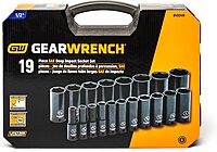 GEARWRENCH 19 Piece 1/2 Inch Drive 6 Point Impact Socket Set, Deep, SAE - 84934N 1/2"