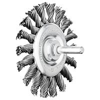 Pferd 82917 Power Stem Mounted Standard Knot Wire Wheel Brush, Round Shank, Carbon Steel Bristles, 3" Diameter