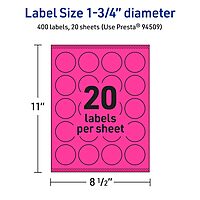 Avery Neon Magenta Round Labels 1.75" - Sure Feed Technology
