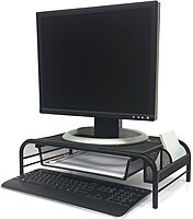 Mind Reader Metal Monitor Stand and Desk Organizer, 3inH x 12-1/2inW x 13-1/4inL, Black