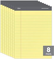 Office Depot Professional Legal Pad, 8 1/2in. x 11 3/4in., Legal Ruled, 50 Sheets Per Pad, Canary, Pack Of 8 Pads, 99527