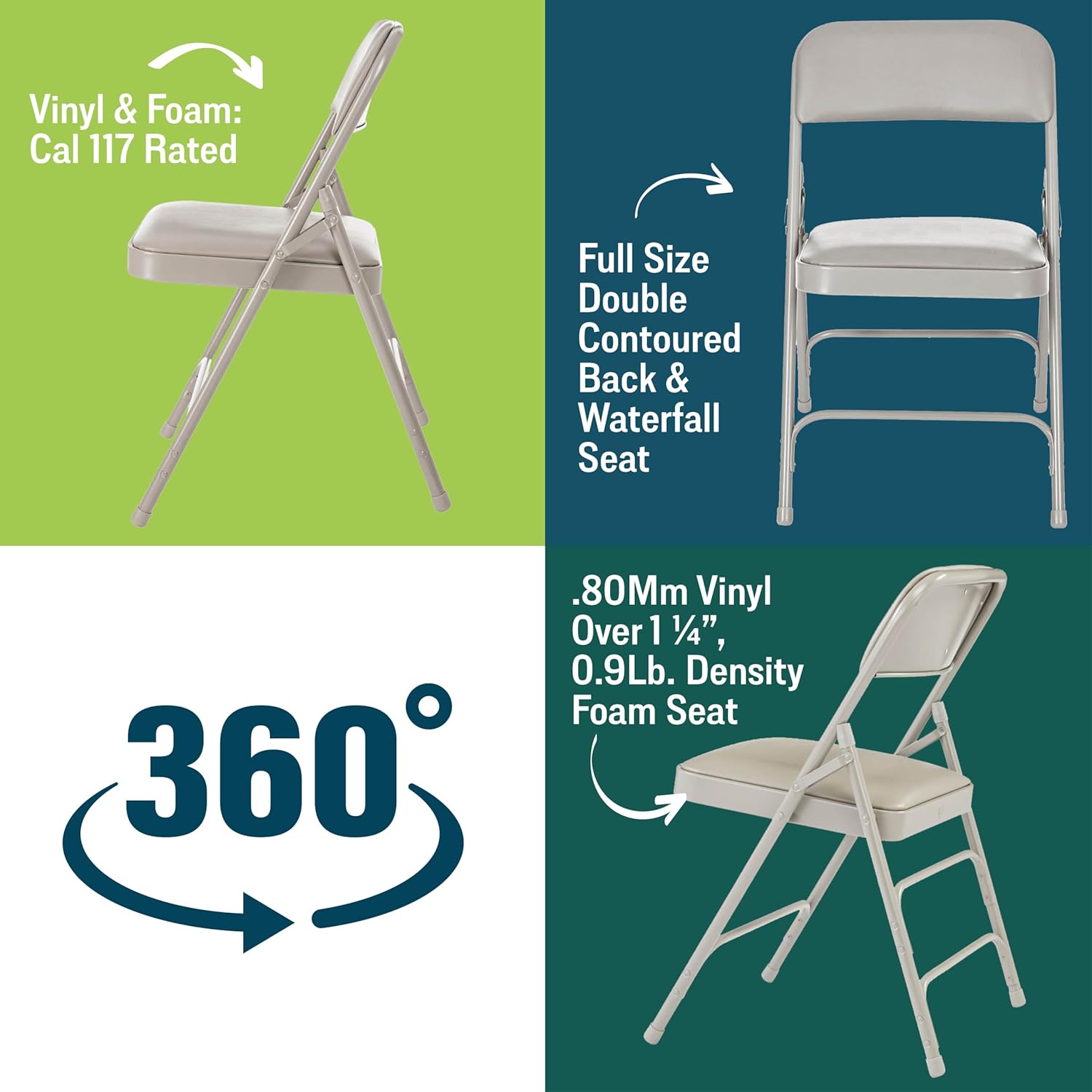 National Public Seating 1300 Series Premium Padded Upholstered Folding Chairs