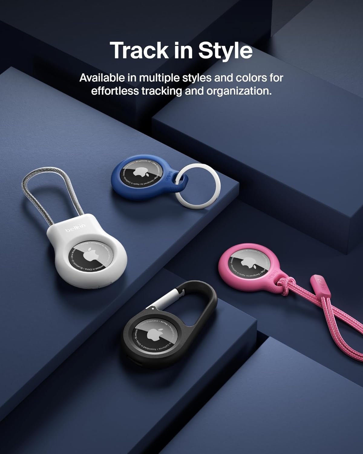 Belkin Apple AirTag Secure Holder with Key Ring - Durable Scratch-Resistant Case with Open Face & Raised Edges
