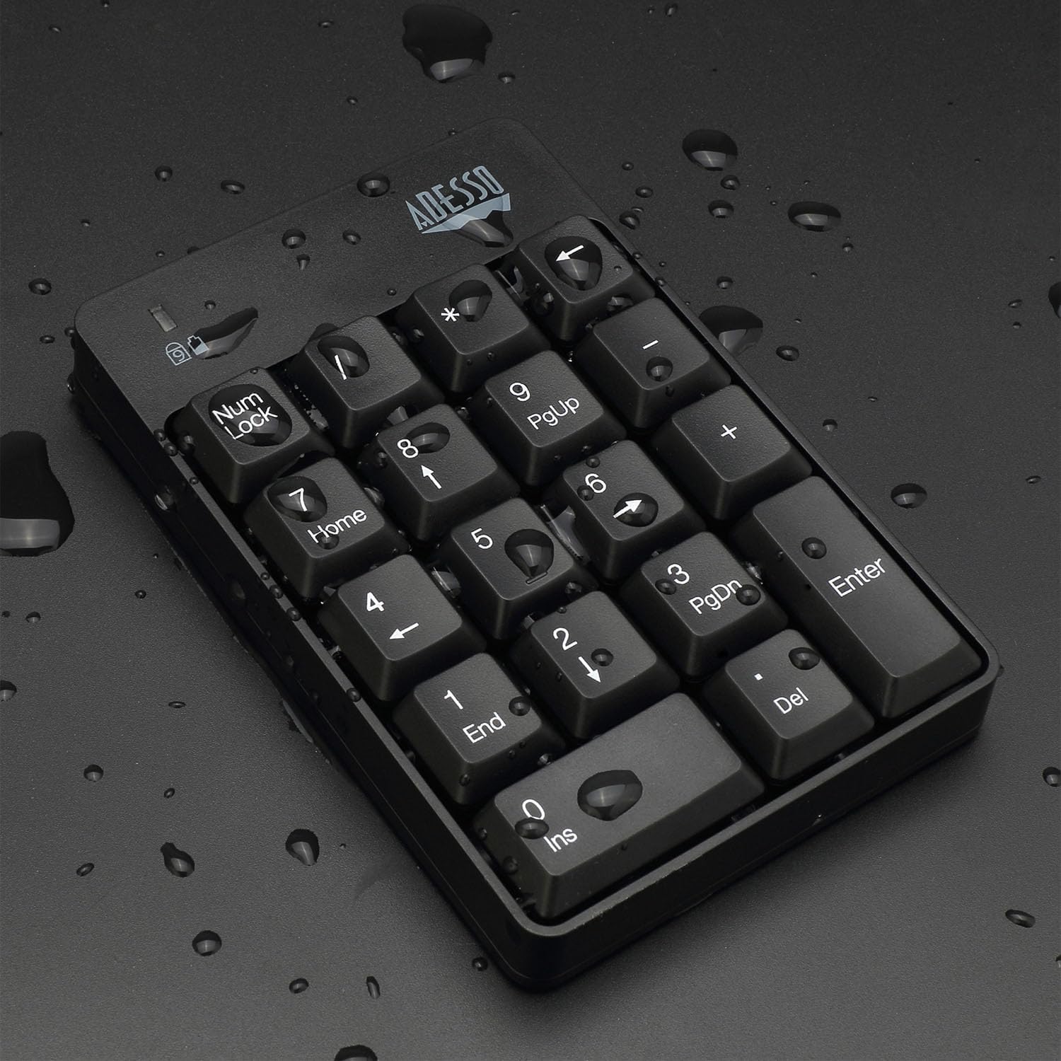 Adesso Wireless Spill Resistant 18-Key Numeric Keypad - Wireless Connectivity - RF - 30 ft - 2.40 GHz - WKB-6010UB