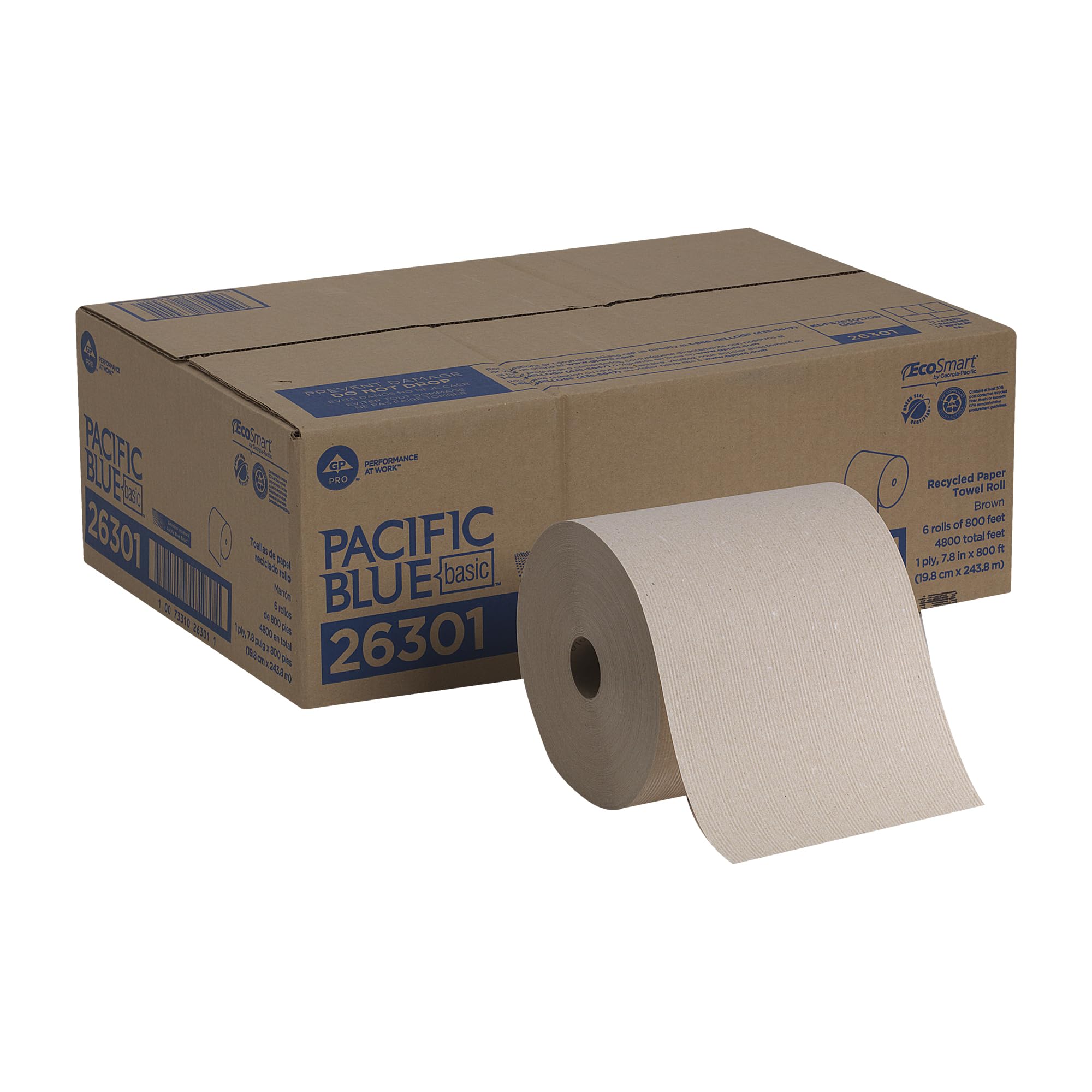Georgia-Pacific Pacific Blue Basic Recycled Hardwound Paper Towel Rolls by GP PRO (Georgia-Pacific); Brown; 26301