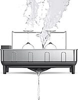 simplehuman Large Capacity Dish Drying Rack with Stainless Steel Frame, 360º Easy Drain Swivel Spout