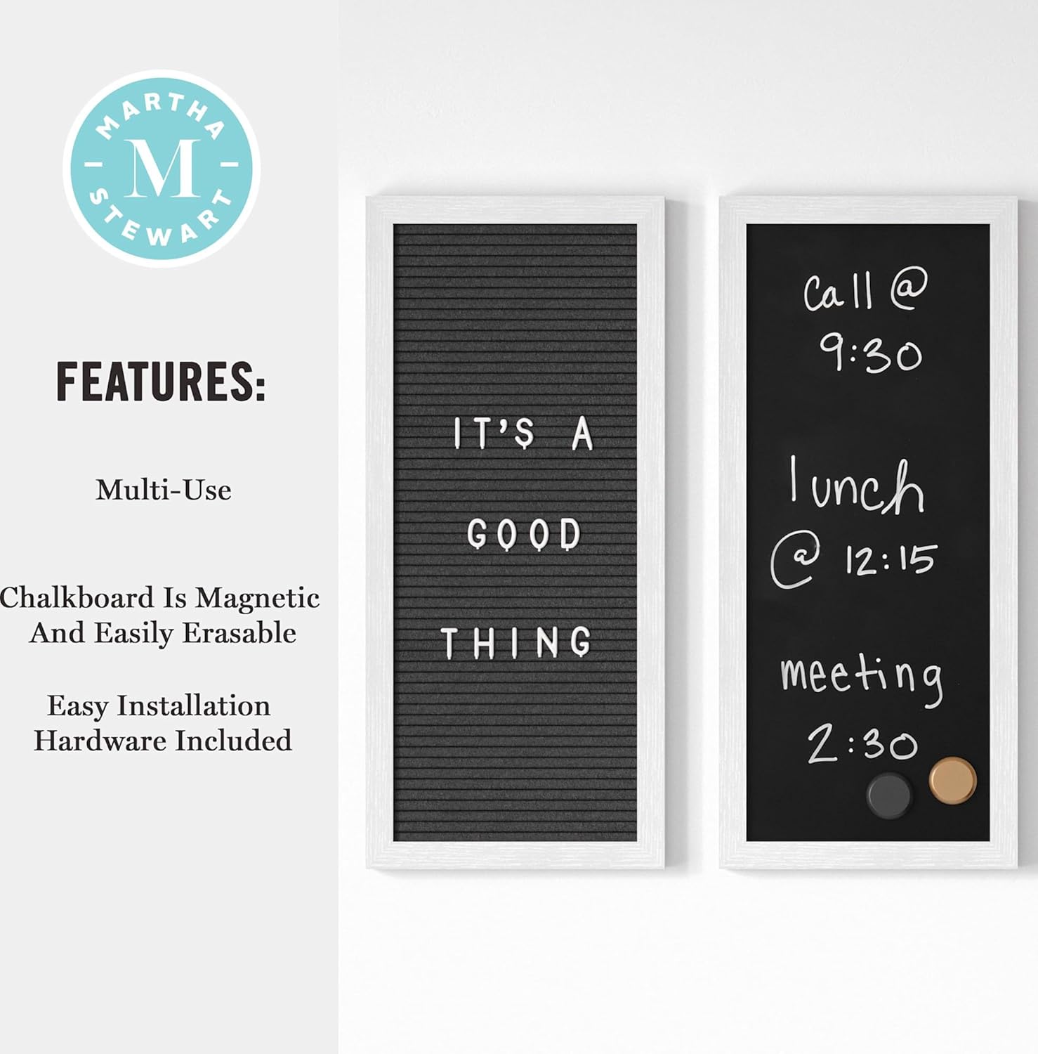 Martha Stewart Everette 3-Panel Cork, Chalk And Letter Board Set