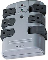 Belkin Pivot Plug Surge Protector, 6 AC Outlets, 1,080 J, Gray