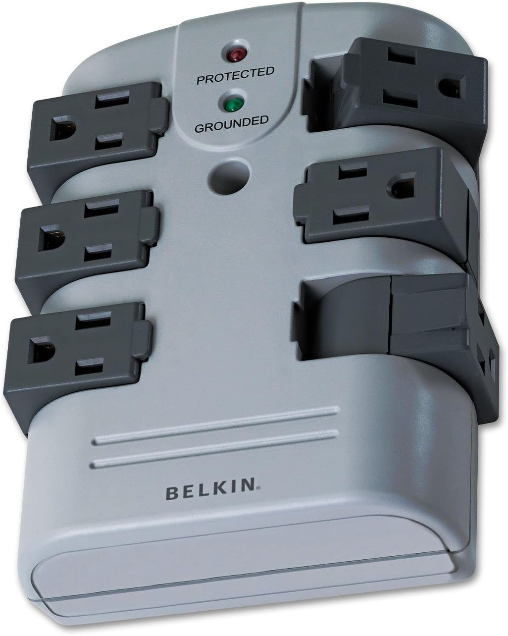 Belkin Pivot Plug Surge Protector, 6 AC Outlets, 1,080 J, Gray