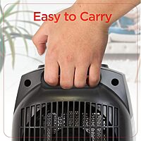 Black+Decker BHDC201 1,500-Watt Personal Ceramic Heater, 9-1/4inH x 7-5/16inW x 6-5/16inD, Black