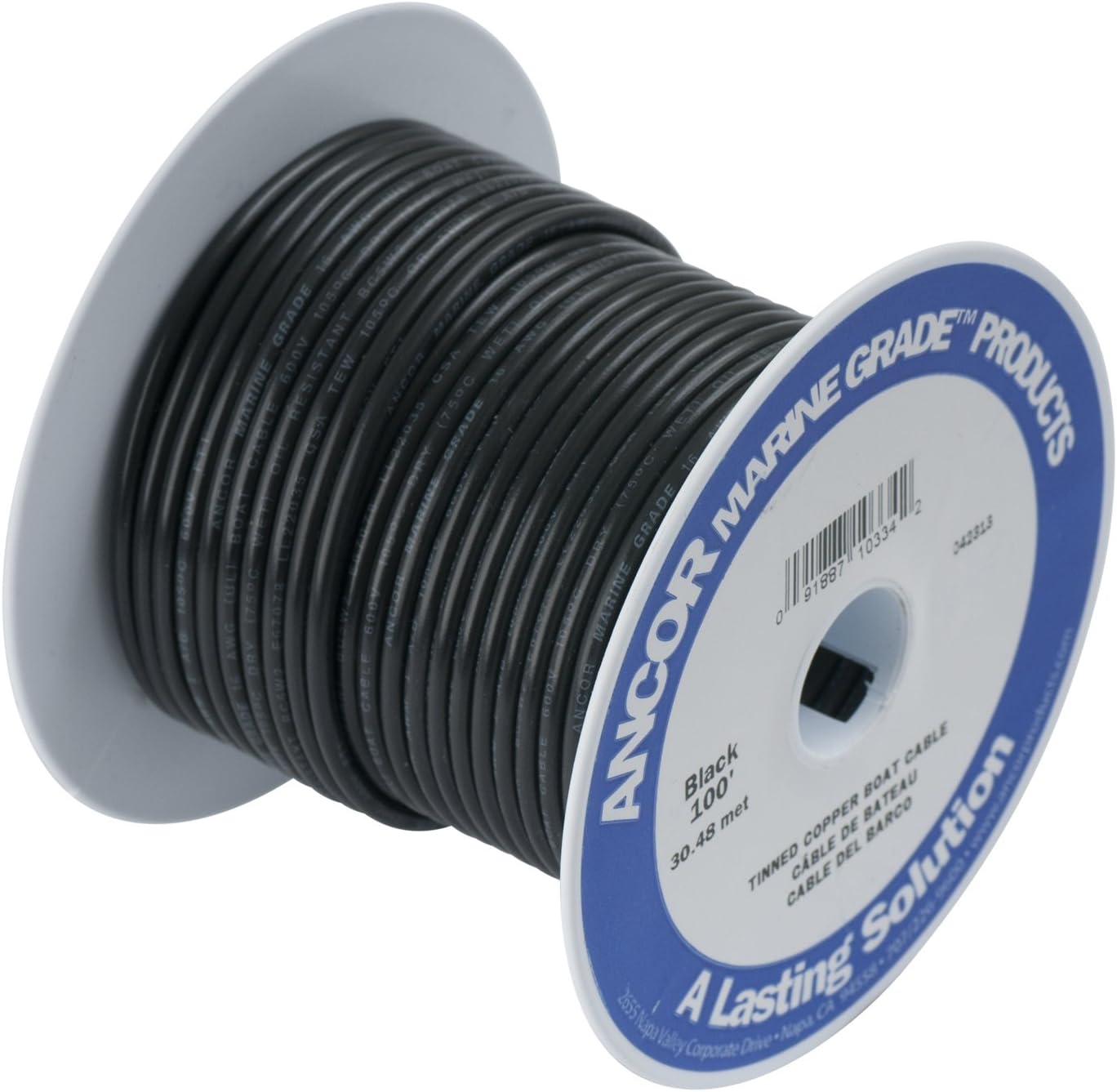 Ancor 102050 Marine Grade Electrical Primary Tinned Copper Boat Wiring (16-Gauge, Black, 500-Feet)