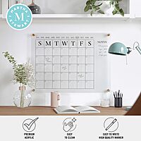 Martha Stewart Grayson Acrylic Wall Calendar and Notes Board with Dry Erase Marker