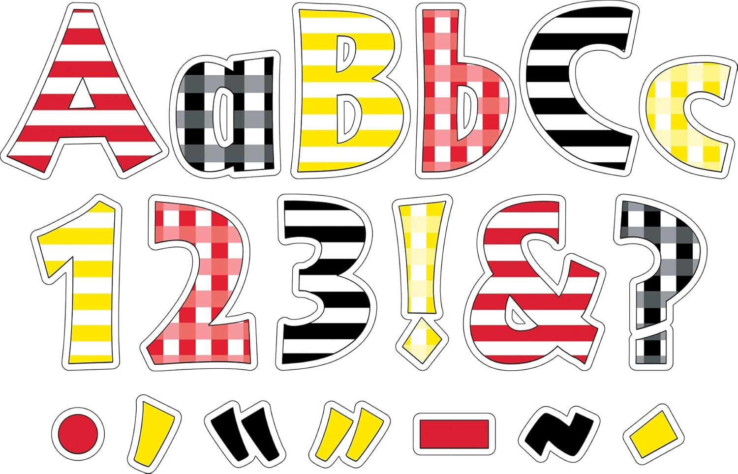 Barker Creek 4" Letter Pop-Outs 2-Pack, Buffalo Plaid & Wide Stripes, Jazz Up Your Bulletin Boards with These Colorful