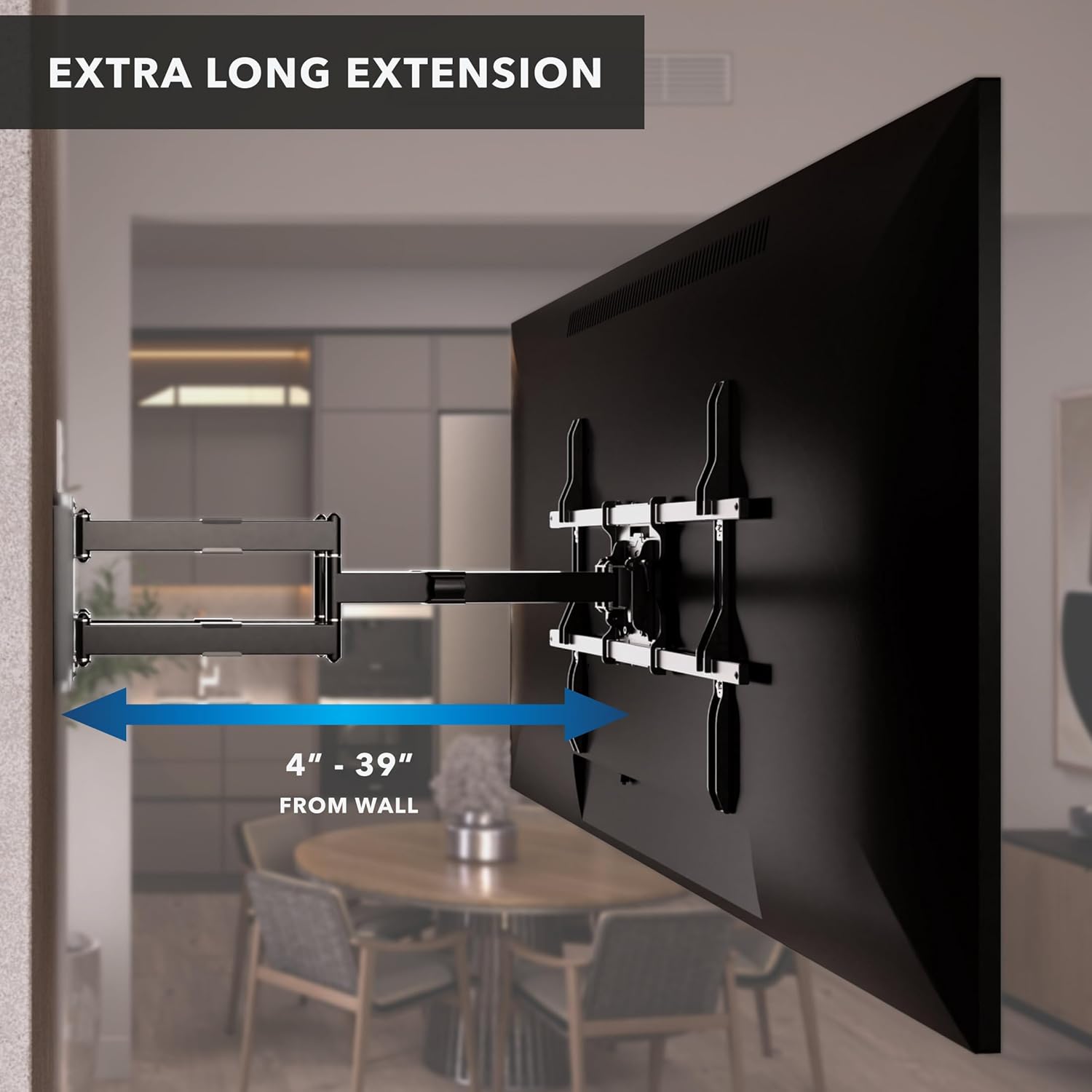 Mount-It! Full Motion TV Wall Mount with 39 Inch Long Extension Arms - 275 Lbs Capacity Heavy Duty Dual Arm TV Mount | Large