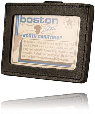 Boston Leather Clip-on Horizontal Id Holder - 5983-1