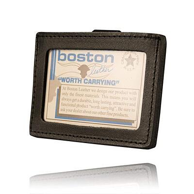 Boston Leather Clip-on Horizontal Id Holder - 5983-1
