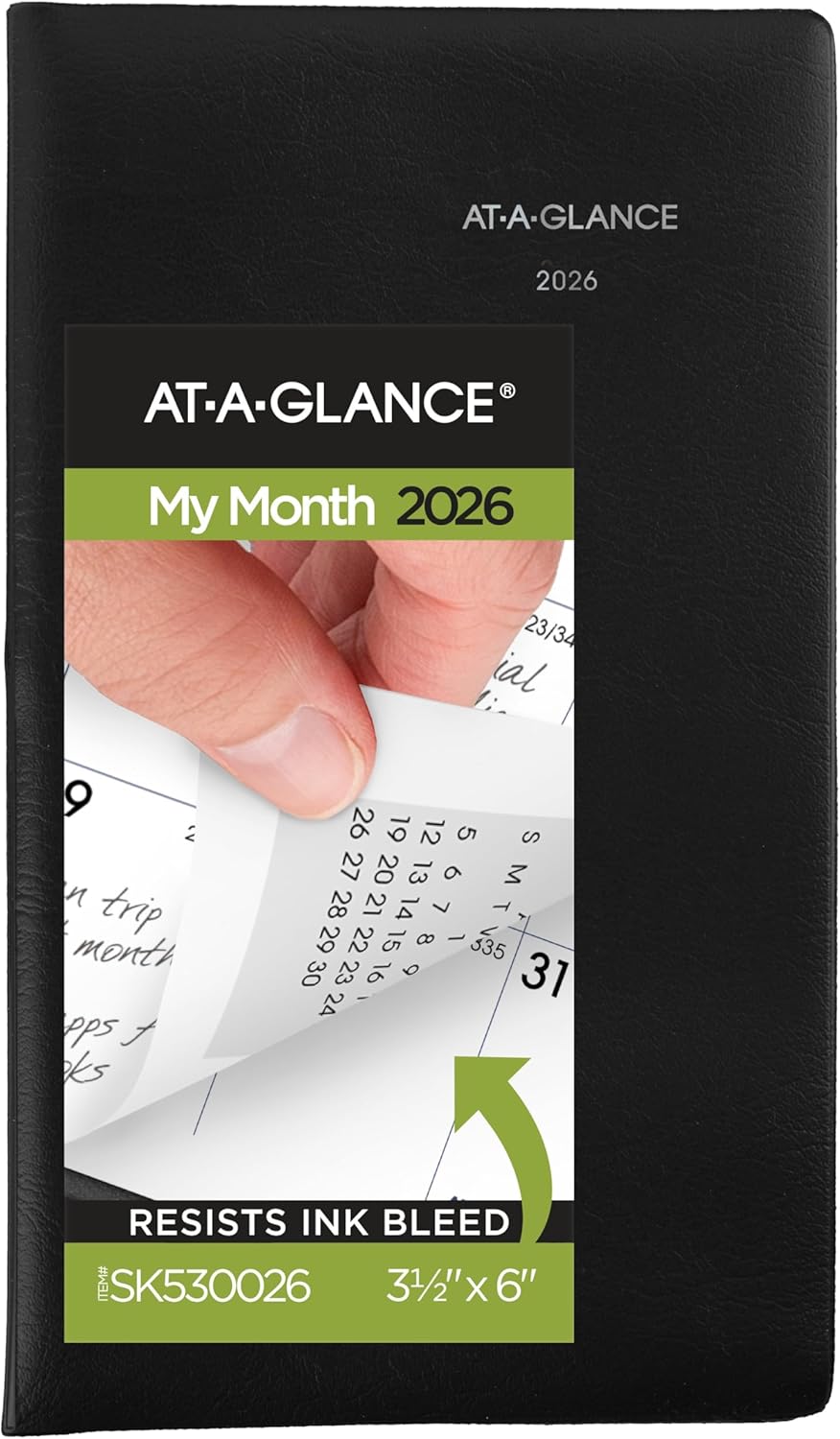 AT-A-GLANCE 2026 Planner, Monthly, 3-1/2" x 6", Pocket Size, DayMinder, Black (SK530026) 2026 New Edition