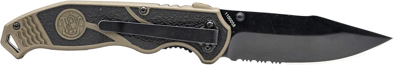 Smith & Wesson SWAT II 8.5in S.S. Spring Assisted Folding Knife with 3.5in Serrated Drop Point and Rubberized Aluminum