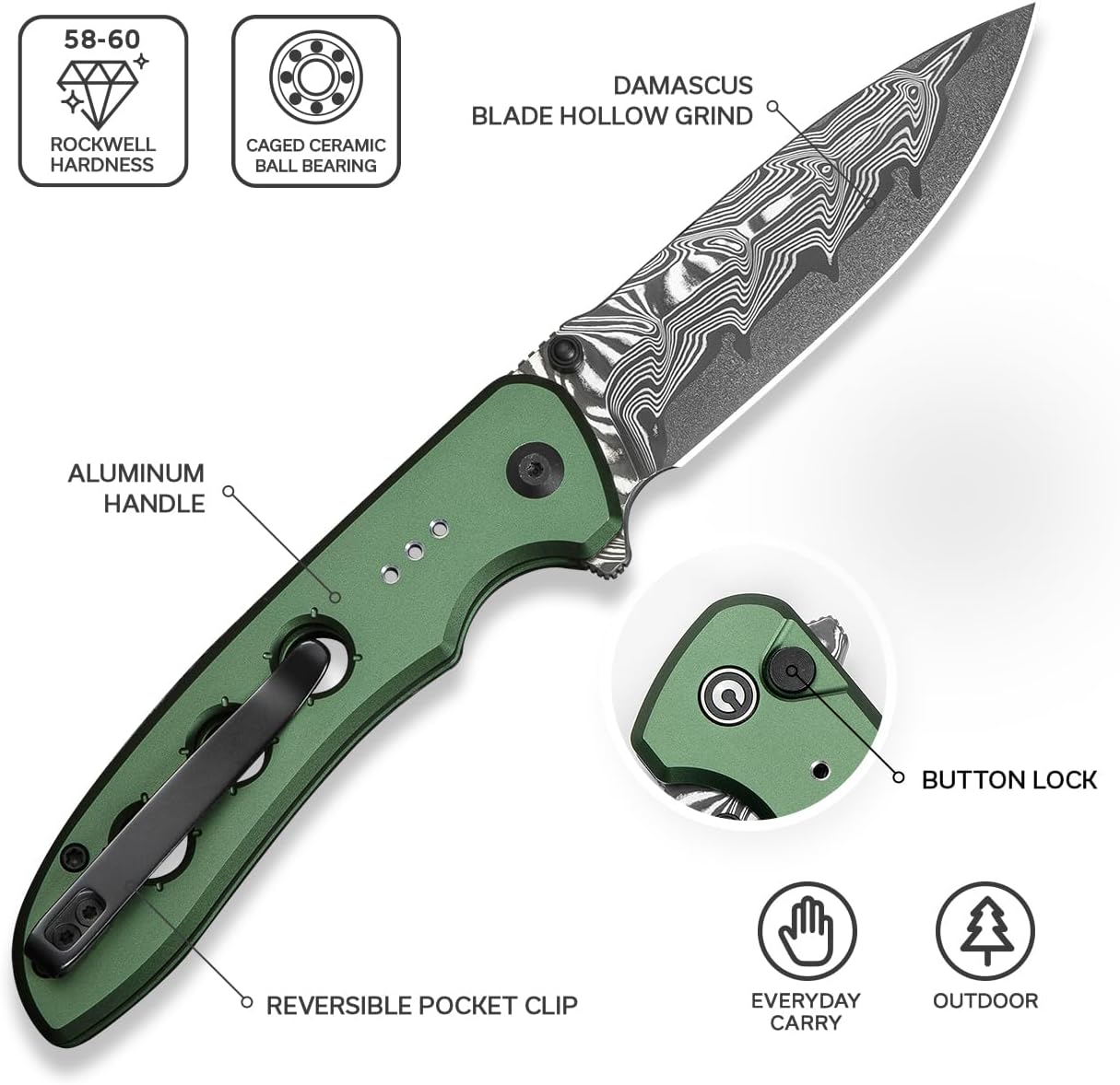 CIVIVI Hyperpulse Pocket Folding Knife, Aluminum Handle