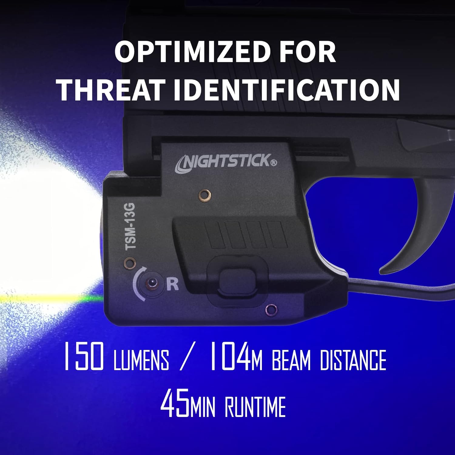 Nightstick TSM-13G 150-Lumen Rechargeable Tactical Light withGreen Laser Sight -IP-X4 Water-Resistant Handgun Lights for Sig