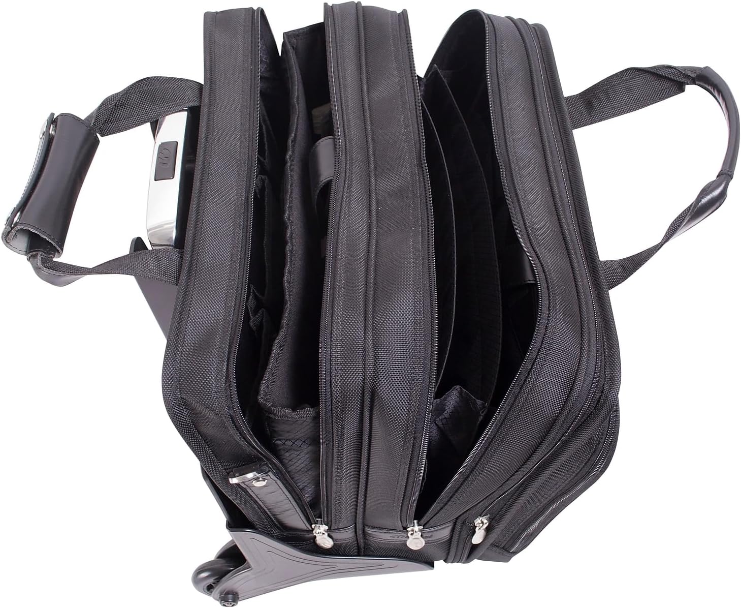 McKLEIN 17" Nylon Patented Detachable -Wheeled Laptop Overnight with Removable Briefcase- CHICAGO Black