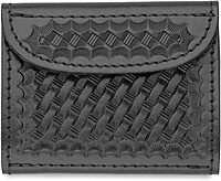 Basketweave Black Leather Glove Case - Designed to Hold 2 Sets of Latex Gloves - Full Grain Leather w/No Fillers