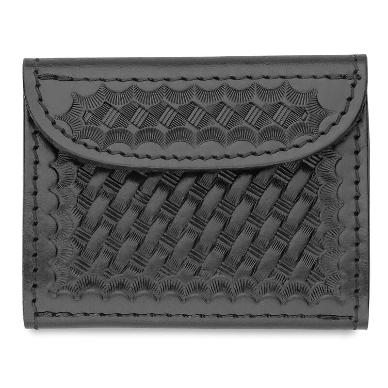 Basketweave Black Leather Glove Case - Designed to Hold 2 Sets of Latex Gloves - Full Grain Leather w/No Fillers