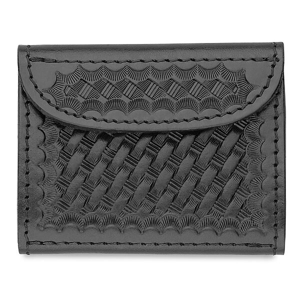 Basketweave Black Leather Glove Case - Designed to Hold 2 Sets of Latex Gloves - Full Grain Leather w/No Fillers