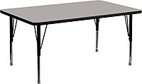 Flash Furniture Wren 24''W x 48''L Rectangular Grey HP Laminate Activity Table - Height Adjustable Short Legs