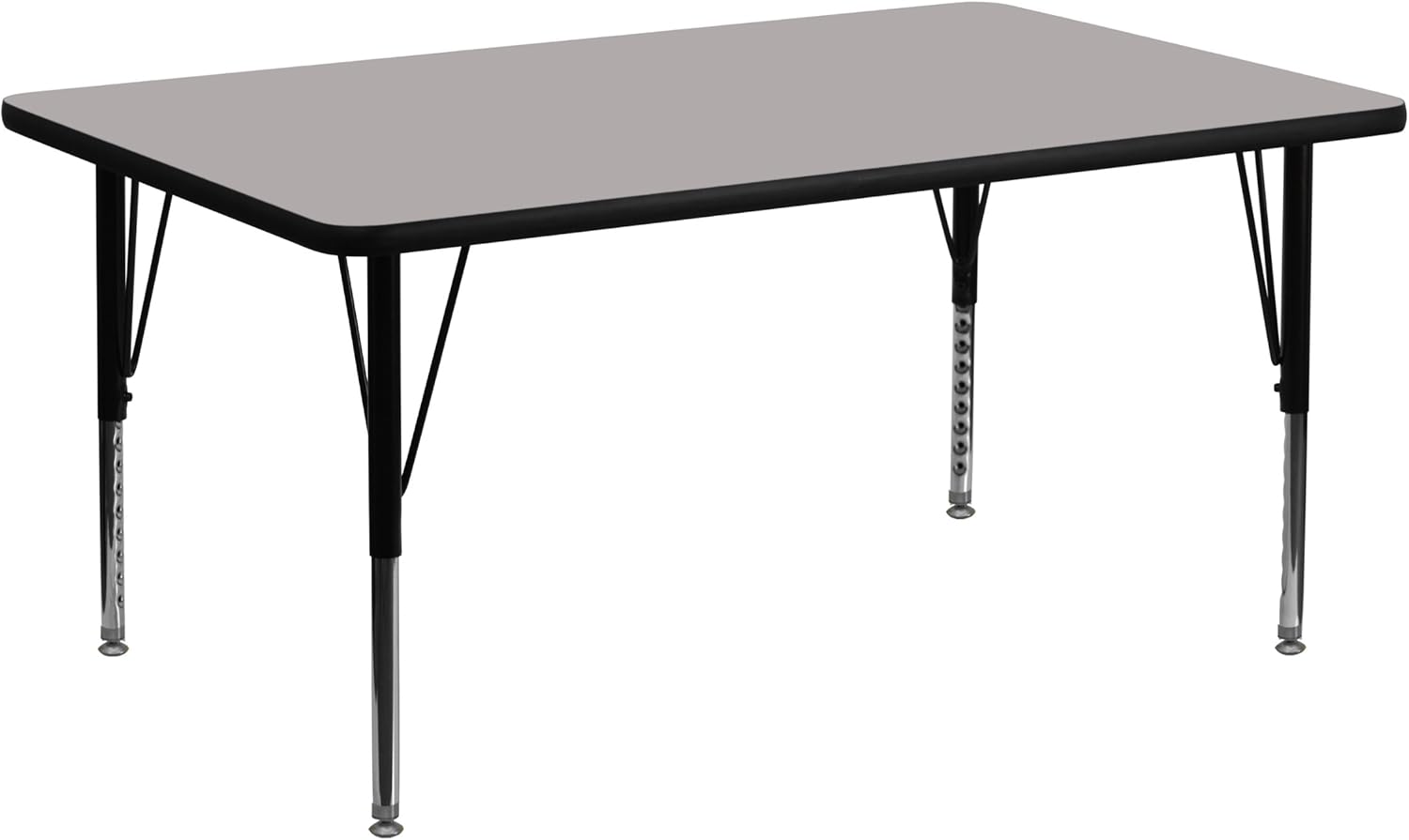 Flash Furniture Wren 24''W x 48''L Rectangular Grey HP Laminate Activity Table - Height Adjustable Short Legs