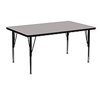Flash Furniture Wren 24''W x 48''L Rectangular Grey HP Laminate Activity Table - Height Adjustable Short Legs