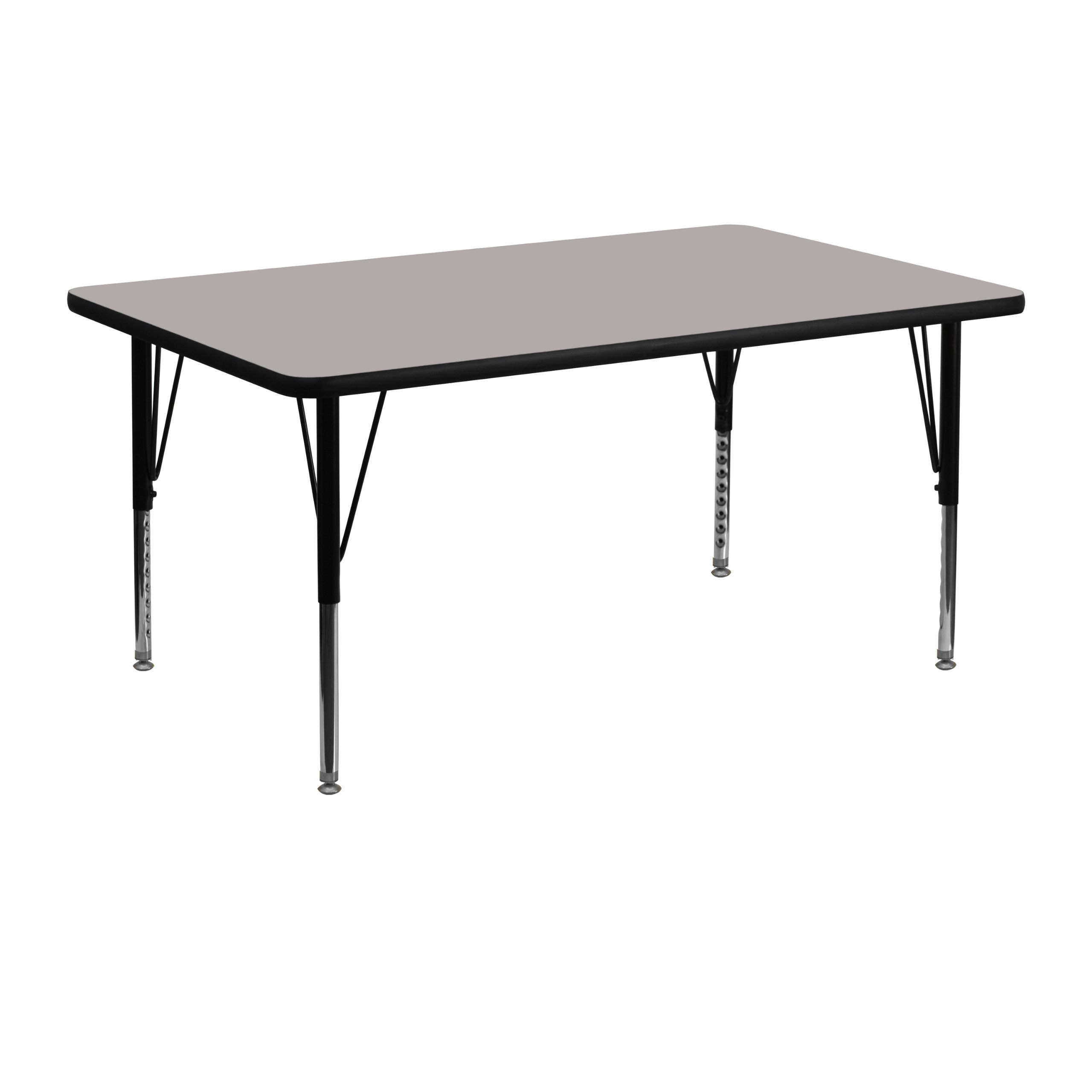 Flash Furniture Wren 24''W x 48''L Rectangular Grey HP Laminate Activity Table - Height Adjustable Short Legs