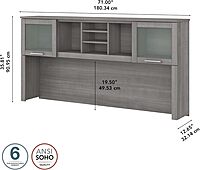 Bush Furniture Somerset 72W Hutch for L-Shaped Desk