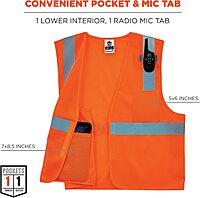 Ergodyne GloWear 8210HL Reflective Safety Vest, High Visibility Mesh, Interior and Exterior Pocket, Class 2, Type R, Dual Sizing