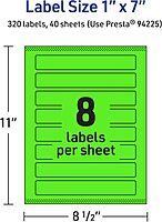 Avery Printable Rectangle Labels, Sure Feed Technology, 1" x 7", Neon Green, Print-to-the-edge, Laser/Inkjet Printable