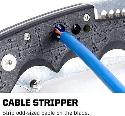 SOG Kilowatt- Electricians Pocket Knife with Wire Stripping Multi-Tool and 3.4 Inch AUS-8 Blade, UTP 10-22G Wire Stripper Knife (EL01-CP), Black