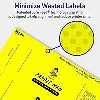 AVERY Printable Rectangle Labels, Sure Feed Technology, 2-1/4" x 7-3/4", Neon Yellow, Print-to-The-Edge, Laser/Inkjet