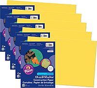 Prang Construction Paper, Medium Weight, Yellow, 12 x 18 in, 50 Sheets, 5 Pack