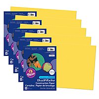 Prang Construction Paper, Medium Weight, Yellow, 12 x 18 in, 50 Sheets, 5 Pack