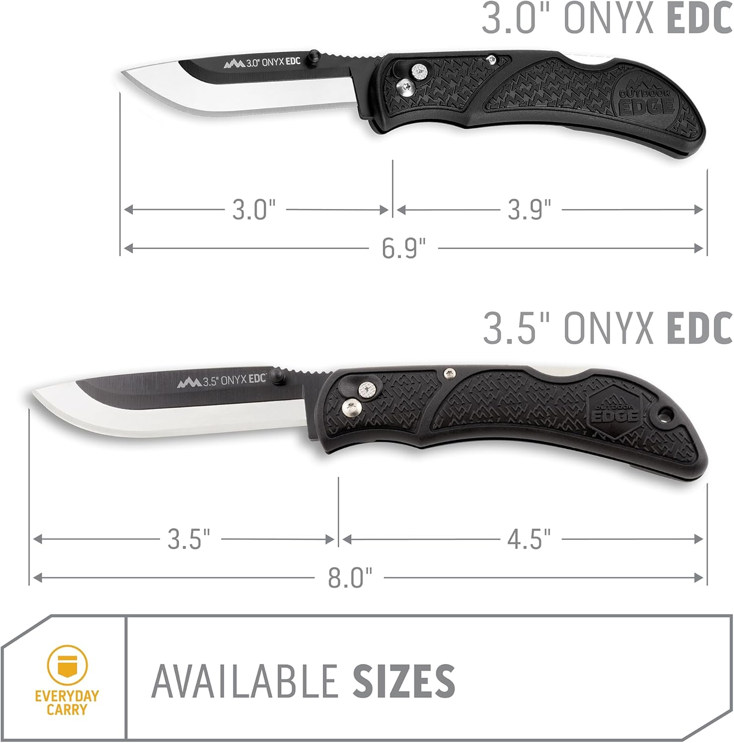 OUTDOOR EDGE Onyx EDC Folding Pocket Knife — Replaceable Blade System, Lockback and Pocket Clip