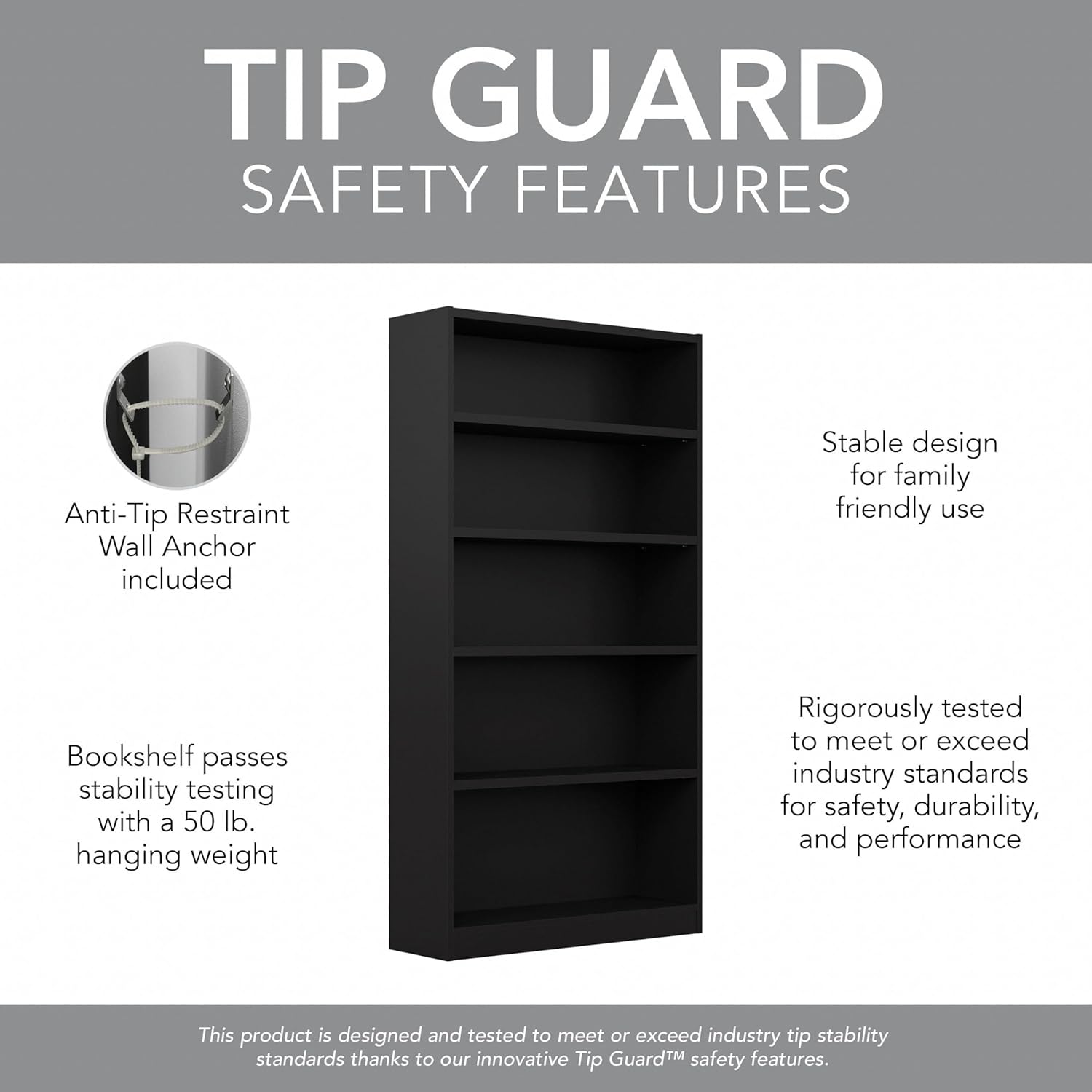 BUSH FURNITURE Universal Tall 5-Shelf Bookcase