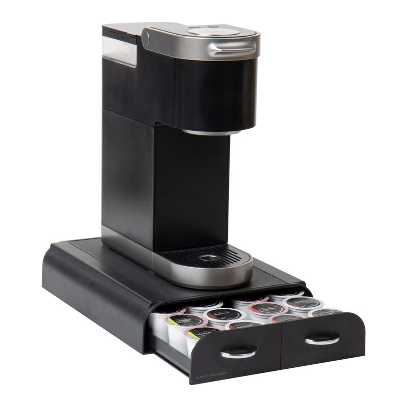 Mind Reader Single Serve Pod Organizer, 2 Drawers, 24 Pod Capacity, Keurig Mini Compatible, 9.5"L x 12.25"W x 2.5"H, Black