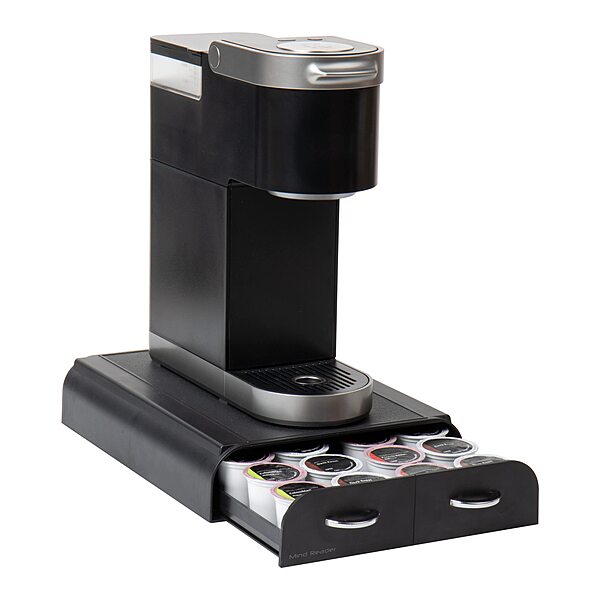 Mind Reader Single Serve Pod Organizer, 2 Drawers, 24 Pod Capacity, Keurig Mini Compatible, 9.5"L x 12.25"W x 2.5"H, Black