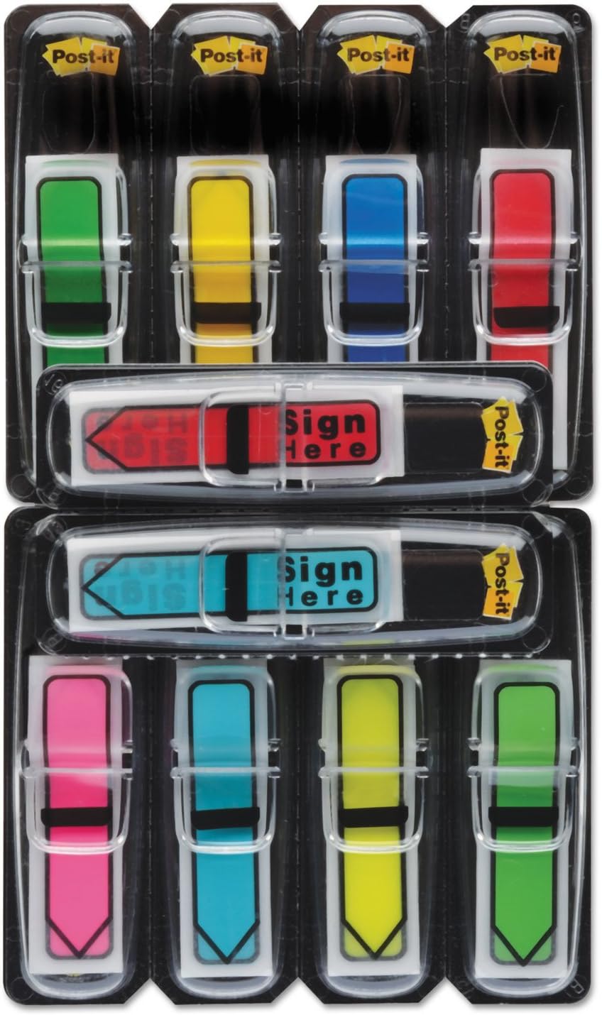 Post-it Flags Arrow 1/2" Page Flags, Eight Assorted Colors, 250/Pack (684VAD2)