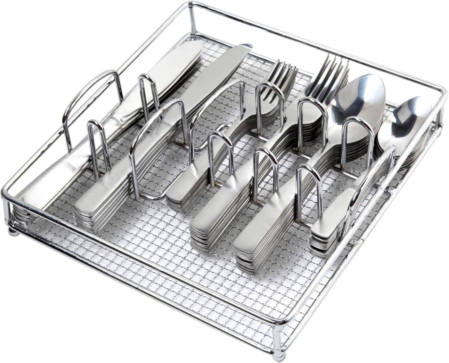 Gibson Home Abbeville 61-Piece Flatware Set with Wire Caddy - Includes Forks, Knives