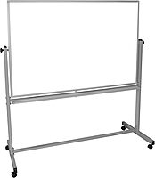 Luxor Magnetic Double-Sided Magnetic Mobile Dry-Erase Whiteboard, 40in x 60in, Aluminum Frame With Silver Finish