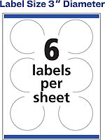 AVERY Glossy Clear Round Labels, Sure Feed, 3" Diameter, Print-to-The-Edge, Laser/Inkjet Printable
